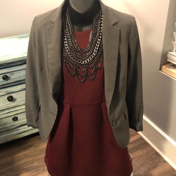 TOPSHOP Skater Dress Black Zipper - Bordeaux - Picture 7 of 8